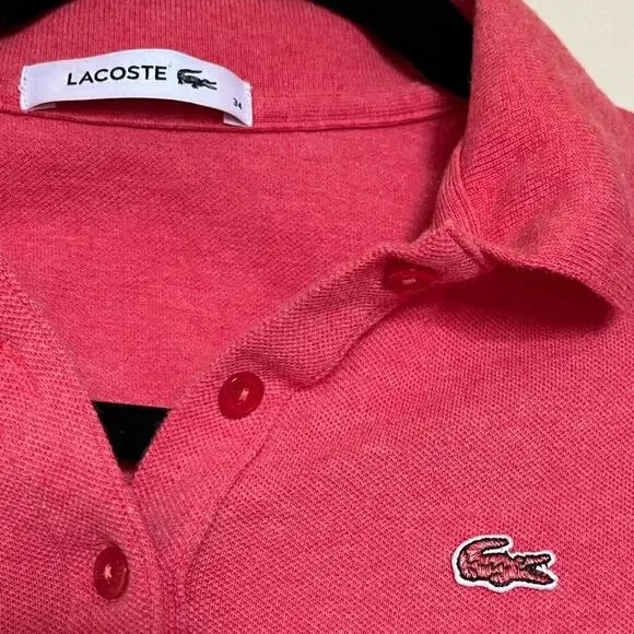 Lacoste women’s coral pink short sleeve polo size 34 - Picture 2 of 5